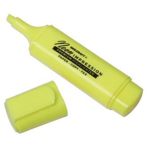 AbilityOne 7520012017791 SKILCRAFT Flat Fluorescent Highlighter, Fluorescent Yellow Ink, Chisel Tip, Yellow Barrel, Dozen (NSN2017791) View Product Image