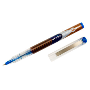 AbilityOne 7520015068497 SKILCRAFT Liquid Magnus Needle Tip Hybrid Gel Pen, Stick, Extra-Fine 0.5 mm, Blue Ink, Clear/Blue Barrel, Dozen (NSN5068497) View Product Image