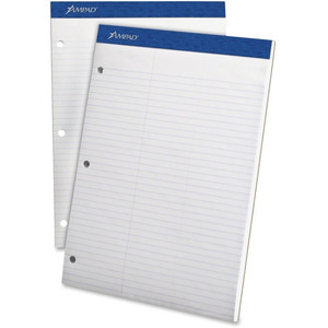 Ampad Double Sheet Writing Pads - 100 Sheets - 15 lb Basis Weight - 8 1/2" x 11 3/4" Sheet Size - 11.75" Height x 8.5" Width x 0.4" Depth - White Paper