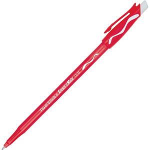 Paper Mate Erasermate Ballpoint Pens - 1 mm Medium Conical Pen Point - Erasable - Red Ink - Red Barrel