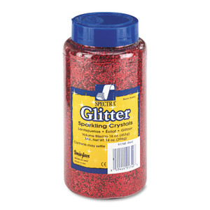 Pacon Spectra Glitter, 0.04 Hexagon Crystals, Red, 16 oz Shaker-Top Jar (PAC91740) View Product Image