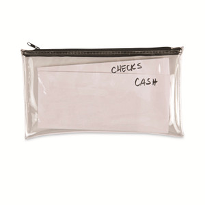 Universal Zippered Wallets/Cases, Leatherette PU, 11 x 6, Clear/Black, 2/Pack (UNV69026) View Product Image