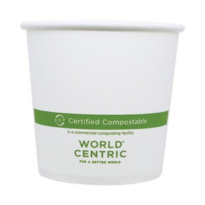 World Centric Paper Bowls, 24 oz, 4.4" Diameter x 4.4"h, White, 500/Carton (WORBOPA24) View Product Image