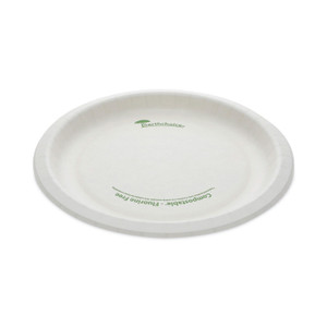 Pactiv Evergreen EarthChoice Pressware Compostable Dinnerware, Plate, 9" dia, White, 450/Carton (PCTPSP09EC) View Product Image