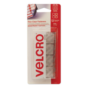 VELCRO Brand Sticky-Back Fasteners, Removable Adhesive, 0.88" x 0.88", Clear, 12/Pack (VEK91330) View Product Image
