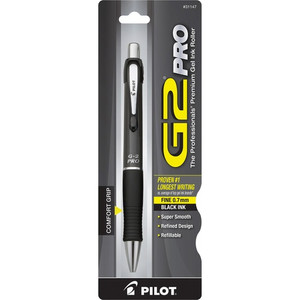 Pilot G2 Pro Retractable Gel Pen - 0.7 mm Fine Pen Point - Refillable - Retractable - Black Ink - Gel-based