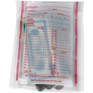 ControlTek PermaLOK Bundle Bags - 8.75" Length x 5.75" Width - Clear - Cash