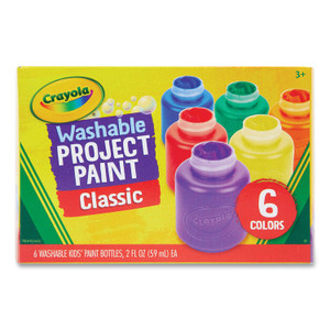Crayola Washable Paint, 6 Assorted Colors, 2 oz Bottle, 6/Pack