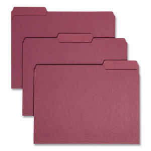 Smead Interior File Folders, 1/3-Cut Tabs: Assorted, Letter Size, 0.75" Expansion, Maroon, 100/Box