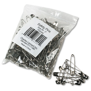 Charles Leonard Safety Pins, Nickel-Plated, Steel, 2" Length, 144/Pack (LEO83200) View Product Image