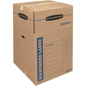 Bankers Box SmoothMove Wardrobe Box, Large - Internal Dimensions: 24" Width x 24" Depth x 40" Height - External Dimensions: 24.4" Width x 24.4" Depth x 40.3" Height - Kraft, Green - For Apparel - Recycled