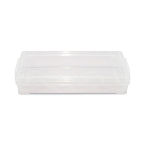 Advantus Super Stacker Pencil Box, 8.25" x 3.75" x 1.5", Clear