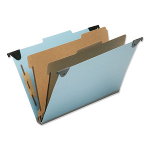 AbilityOne 7530016216199 SKILCRAFT Hanging Classification Folders, Legal Size, 2 Dividers, 2/5-Cut Exterior Tabs, Light Blue, 5/Box (NSN6216199) View Product Image