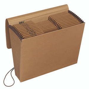 Pendaflex Kraft Indexed Expanding File, 12 Sections, Elastic Cord Closure, 1/12-Cut Tabs, Letter Size, Brown