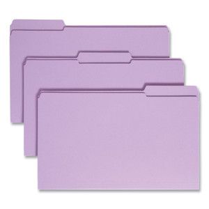 Smead Reinforced Top Tab Colored File Folders, 1/3-Cut Tabs: Assorted, Legal Size, 0.75" Expansion, Lavender, 100/Box