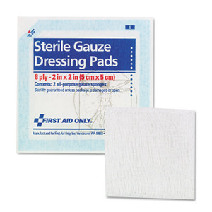 First Aid Only SmartCompliance Gauze Pads, Sterile, 8-Ply, 2 x 2, 5 Dual-Pads/Pack (FAOFAE5000) View Product Image