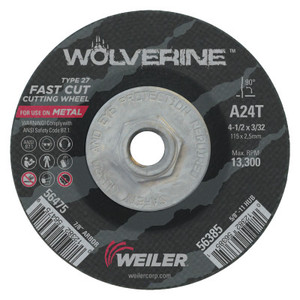 4-1/2 X 3/32 Wolv Ty27 Cut Whl  A24T  5/8-11 Unc (804-56385) View Product Image