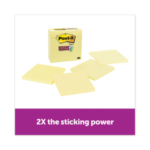 Post-it Notes Super Sticky Pads in Canary Yellow, Lined, 4 x 4, 90 Sheets/Pad, 4 Pads/Pack View Product Image