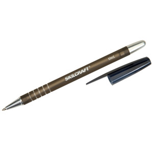 AbilityOne 7520013576844 SKILCRAFT Rubberized Refillable Ballpoint Pen, Stick, Medium 1 mm, Black Ink, Black Barrel, Dozen (NSN3576844) View Product Image