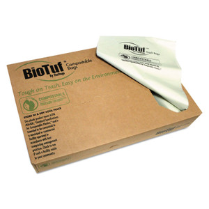 Heritage Biotuf Compostable Can Liners, 30 gal, 0.88 mil, 30" x 39", Green, 25 Bags/Roll, 6 Rolls/Carton (HERY6039EER01) View Product Image