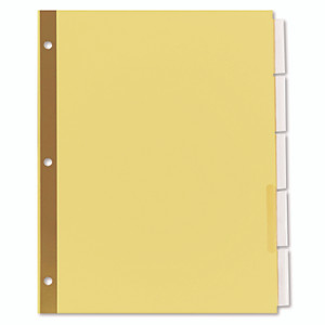 Universal Deluxe Extended Insertable Tab Indexes, 5-Tab, 11 x 8.5, Buff, Clear Tabs, 6 Sets