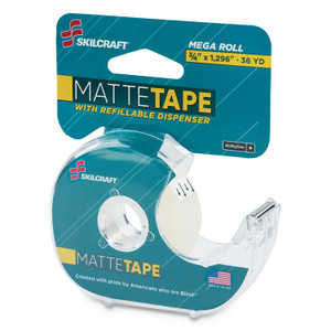 AbilityOne 7520015167575 SKILCRAFT Tape with Dispenser, 1" Core, 0.75" x 36 yds, Matte Clear (NSN5167575) View Product Image