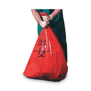 Heritage Healthcare Pre-Printed High-Density Can Liners, Infectious Waste: Biohazard, 30-33 gal, 0.55 mil, 33 x 40, Red, 250/Carton View Product Image