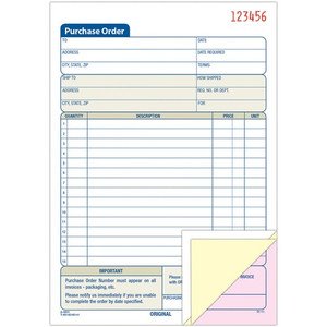 Adams 3-Part Carbonless Purchase Order Forms - 3 Part - Carbonless Copy - 5.56" x 8.43" Sheet Size