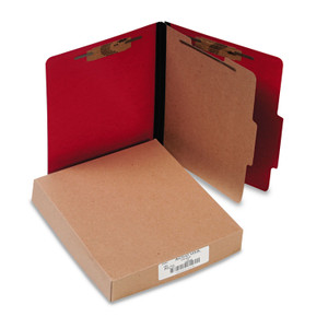 ACCO ColorLife PRESSTEX Classification Folders, 2" Expansion, 1 Divider, 4 Fasteners, Letter Size, Executive Red Exterior, 10/Box