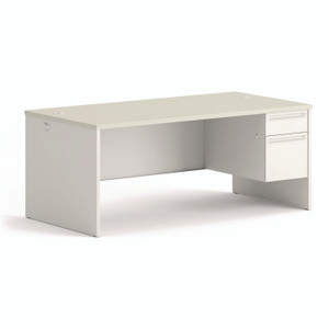 HON 38000 Series Right Pedestal Desk, 72" x 36" x 30", Light Gray/Silver