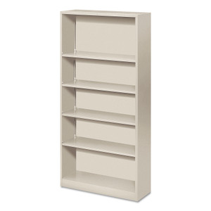 HON Metal Bookcase, Five-Shelf, 34.5w x 12.63d x 71h, Light Gray (HONS72ABCQ) View Product Image