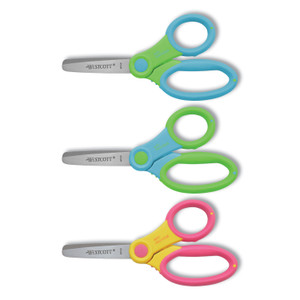 Westcott Ultra Soft Handle Scissors w/Antimicrobial Protection, Rounded Tip, 5" Long, 2" Cut Length, Randomly Assorted Straight Handle (ACM14596) View Product Image