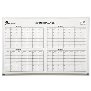 AbilityOne 7110015550295 SKILCRAFT Quartet Cubicle Calendar Board, Four Month, 24 x 36, White Surface, Aluminum Frame (NSN5550295) View Product Image