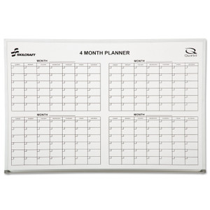 AbilityOne 7110015550295, SKILCRAFT Cubicle Calendar Board, 4-Month Planning/Scheduling, 24" x 36", White Surface, Satin Aluminum Frame