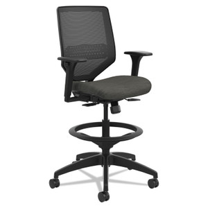 HON Solve Series Mesh Back Task Stool, Supports Up to 300 lb, 23" to 33" Seat Height, Ink Seat/Back, Black Base (HONSVSM1ALC10T) View Product Image