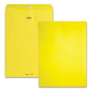 Quality Park Clasp Envelope, 28 lb Bond Weight Paper, #90, Square Flap, Clasp/Gummed Closure, 9 x 12, Yellow, 10/Pack