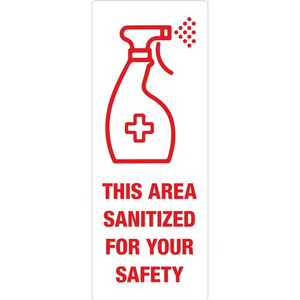 Avery Surface Safe THIS AREA SANITIZED Decals - Print/Message "This Area Sanitized" - Rectangular Shape