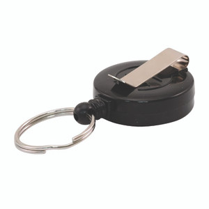 Advantus Badge Reel with Split Key Ring, Extends 30", Black, 12/Box