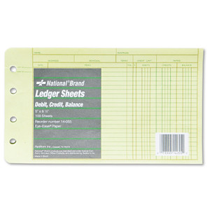 National Four-Ring Binder Refill Sheets, 5 x 8.5, Green, 100/Pack (RED14055) View Product Image