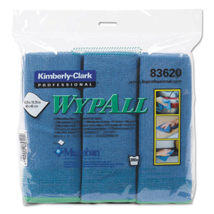 WypAll Microfiber Cloths, Reusable, 15.75 x 15.75, Blue, 6/Pack (KCC83620) View Product Image