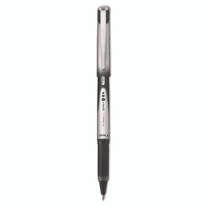 Pilot VBall Grip Liquid Ink Rollerball Pen, Stick, Fine 0.7 mm, Black Ink, Black/Silver Barrel, Dozen