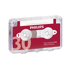 Philips Audio and Dictation Mini Cassette, 30 min (15 min x 2), 10/Pack
