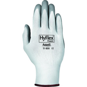 Ansell HyFlex Health Hyflex Gloves - Medium Size - White, Gray - Abrasion Resistant - For Healthcare Working