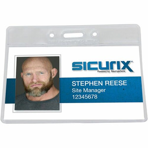 SICURIX Badge Holder - Horizontal - 2.5" Height x 3.5" Width - Vinyl - Clear