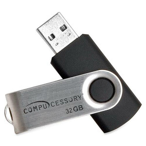 Compucessory Flash Drive, 32GB, No Password Protectn, Black/Silver (CCS91007) View Product Image
