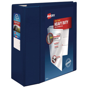 Avery Heavy-Duty View Binder with DuraHinge and Locking One Touch EZD Rings, 3 Rings, 5" Capacity, 11 x 8.5, Navy Blue