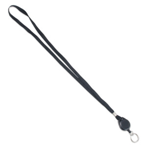 Advantus Lanyards with Retractable ID Reels, Metal Split Ring Fastener, 34" Long, Black, 12/Pack (AVT75547) View Product Image