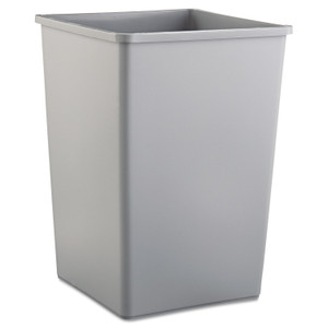 Rubbermaid Commercial Untouchable Square Waste Receptacle, 35 gal, Plastic, Gray