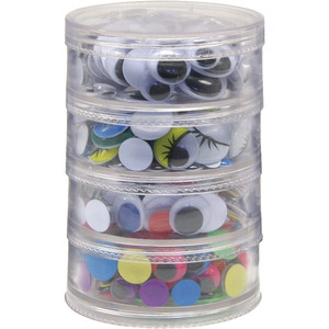 Creativity Street Wiggle Eyes Stackable Storage Jar - Craft Project, Decoration - 400 Piece(s) - Assorted