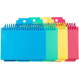 C-Line Spiral Bound Index Card Notebook with Tabs, 1 Notebook (Color May Vary) - Spiral Bound - 3" x 6" Sheet Size - Assorted Paper - Clear Cover - Repositionable Divider, Perforated, Index Sheet, Portable